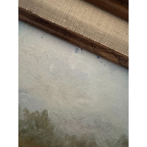 Vintage Bluebonnets In Field Texas Oil Painting Artwork In Mini Wood Frame - Picture 9 of 15